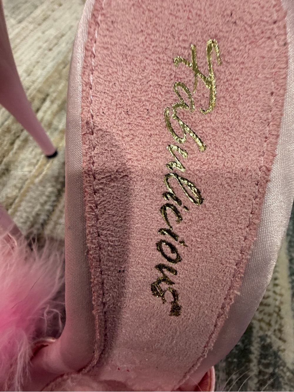 Fashion Nova Pink Marabou Satin Mule Heels - Picture 2 of 6